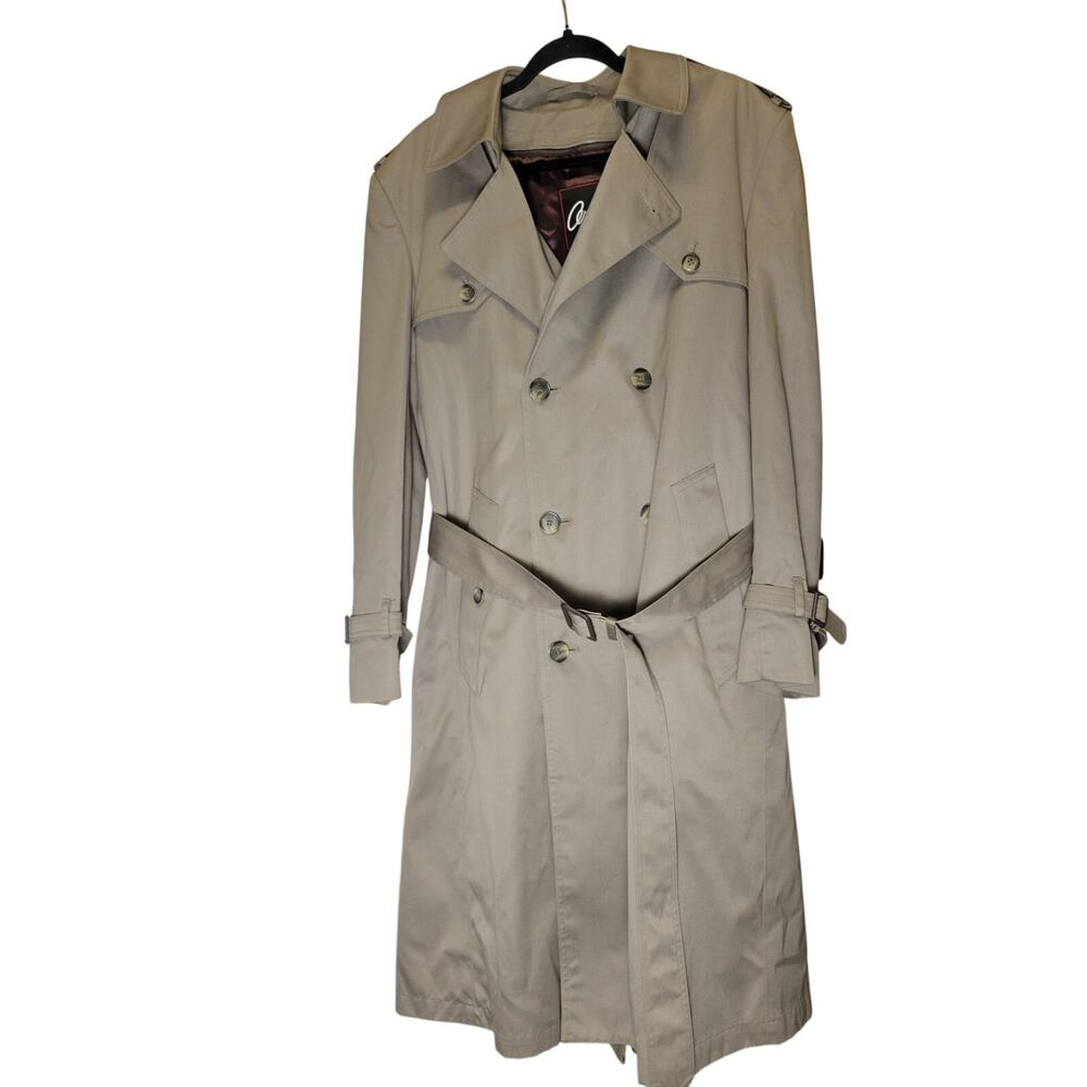 Vintage Arnie II Trench Coat Mens 40 Tall Khaki Zip Out Lining Pockets Belted